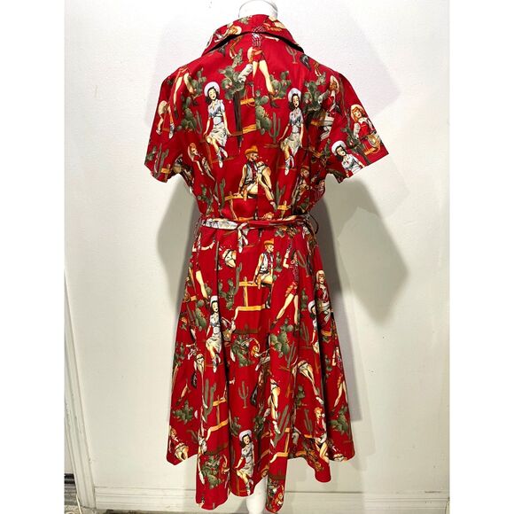 Special editions red cowgirls shirt dress western rodeo 60's retro women 3XL - Picture 3 of 11